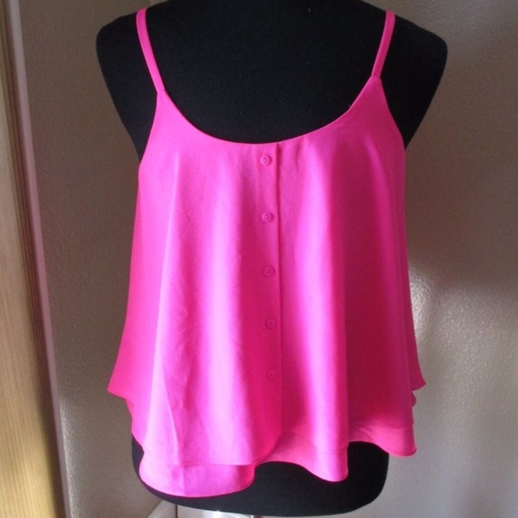 Anthropologie PAPER CRANE Neon Pink Top - Picture 3 of 7